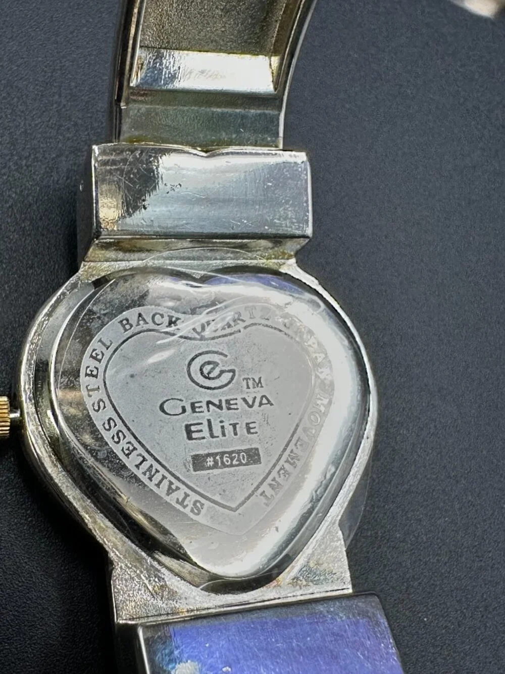 Geneva Elite Hinged Quartz Watch.  New Battery